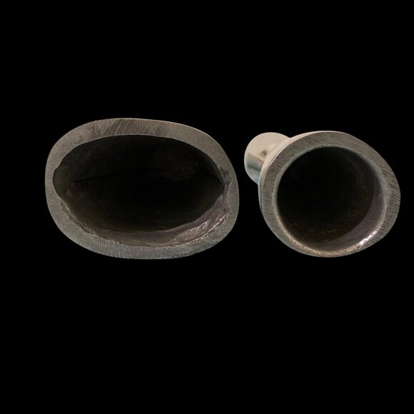 Mid Century Modern Silver Aluminum Candlestick Candle Holders Scandi Style - Picture 6 of 7